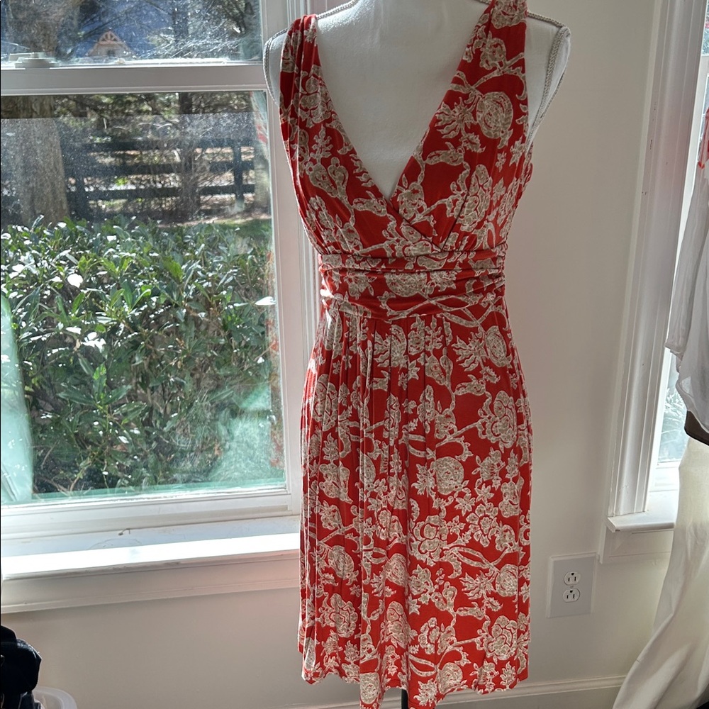 Floral Red Dress Ann Taylor medium